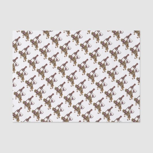 ワイナリーガラスボトル赤ワインバープリントパターン 薄葉紙 (正面)