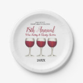 ワイナリーグラスボトル赤ワイン試飲ブドウ園 ペーパープレート (正面)