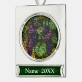 ワイナリーグレープフィン日当たりの良いトスカニーブドウ シルバープレートバナーオーナメント (左)