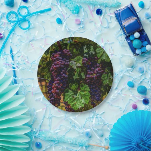 ワイナリーグレープフィン日当たりの良いトスカニーブドウ ペーパープレート (パーティー)