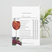 ワイナリーゲームカードの上または下ブライダルシャワー 案内状 (スタンド正面)