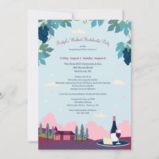ワイナリーツアーバチェロレッテ 招待状 (正面)