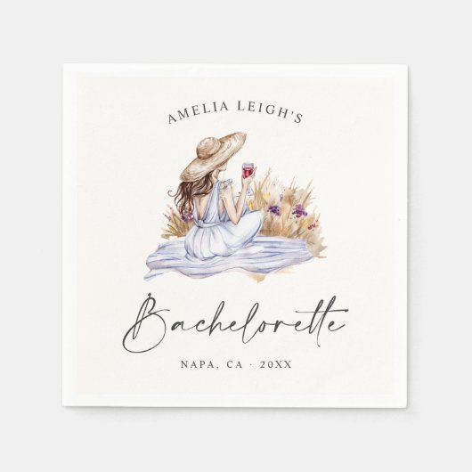 ワイナリーピクニックコテージバチェロレッテ週末 スタンダードカクテルナプキン (正面)