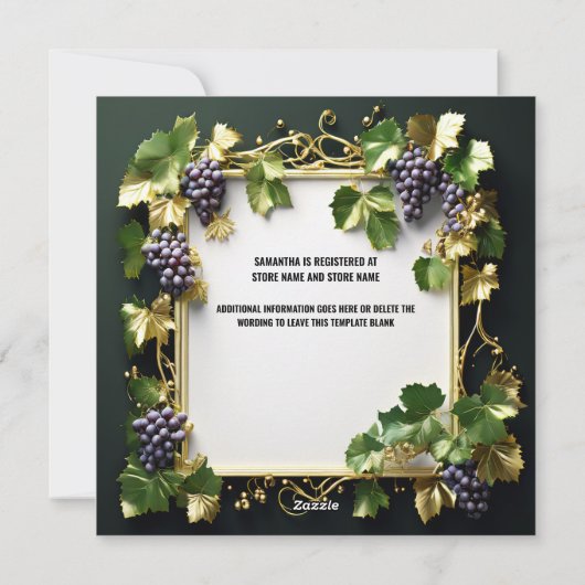 ワイナリーフランスのブドウ園ブライダルシャワー シーズンカード (裏面)