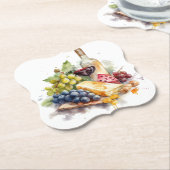 ワイナリーブズチーズワイングラス水色 ペーパーコースター (アングル)