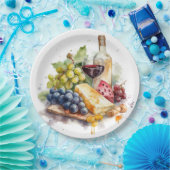 ワイナリーブズチーズワイングラス水色 ペーパープレート (パーティー)