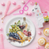 ワイナリーブズチーズワイングラス水色 ペーパープレート (パーティー)