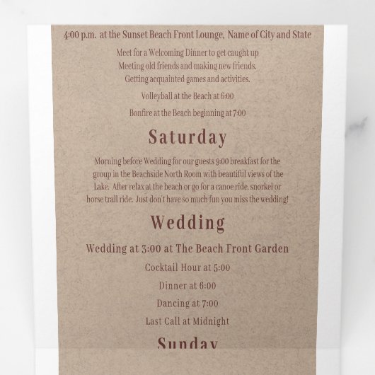 ワイナリーブルゴーニュリース結婚の撮影日程 三つ折り招待状 (内部最初)