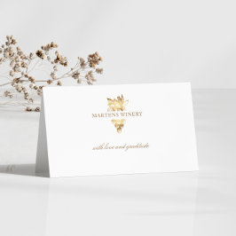 ワイナリーワインビジネス金ゴールドブドウサンキューカード 名刺