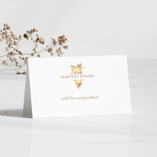 ワイナリーワインビジネス金ゴールドブドウサンキューカード 名刺