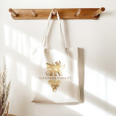 ワイナリーワインビジネス金ゴールド葡萄モノグラム トートバッグ