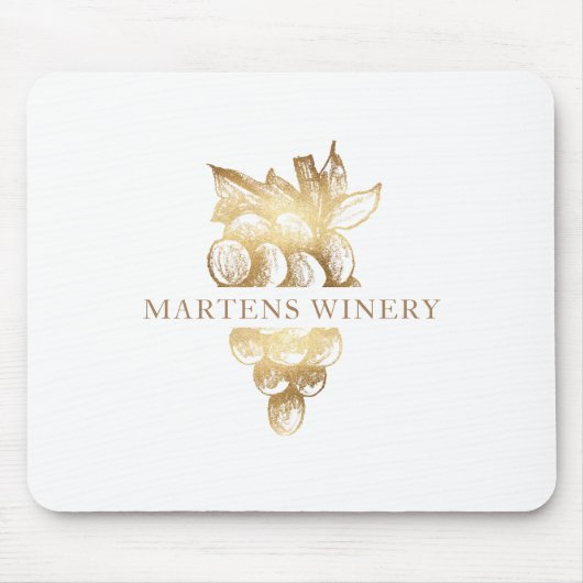 ワイナリーワインビジネス金ゴールド葡萄モノグラム マウスパッド (正面)