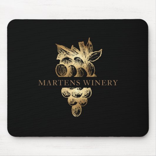 ワイナリーワインビジネス金ゴールド葡萄モノグラム マウスパッド (正面)