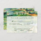 ワイナリーヴィネヤードウェディングRSVPカスタムワインカード 招待状 (正面/裏面)