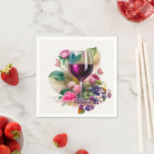 ワイナリーヴィネヤードワイングラスピンクローズ スタンダードカクテルナプキン (インサイチュ)