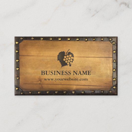 ワイナリーヴィンテージフレーム古いウッドヴィネヤードワイン 名刺 (正面)