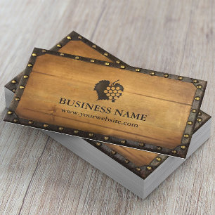 ワイナリーヴィンテージフレーム古いウッドヴィネヤードワイン 名刺