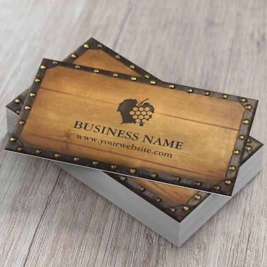 ワイナリーヴィンテージフレーム古いウッドヴィネヤードワイン 名刺