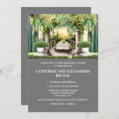 ワイナリー夏の夜のダイニングブドウのストリングライト 招待状 (正面/裏面)