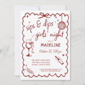 ワイナリー女子会 ワイントastingスコアカード 赤 招待状 (正面)