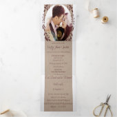 ワイナリー深いブルガンディーレッドフローラ結婚リース 三つ折り招待状 (内部)