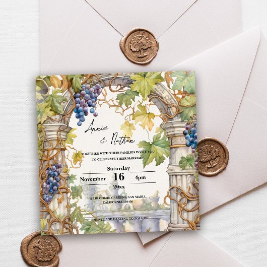 ワイナリー素朴テーマグラフェイン結婚式招待状 招待状