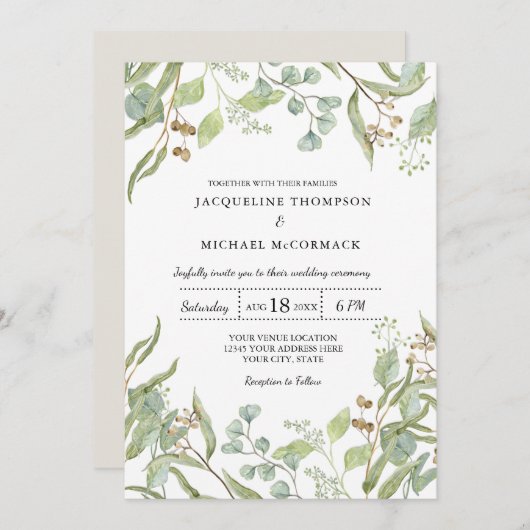 ワイナリー素朴ボホユーカリプトゥスグ結婚レナリー 招待状 (正面/裏面)