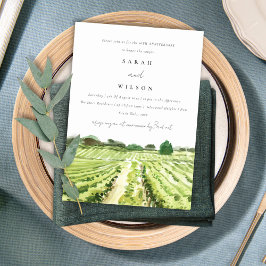 ワイナリー素朴ヴィネヤードアニバーサリーバイバル招待状 サンキューカード