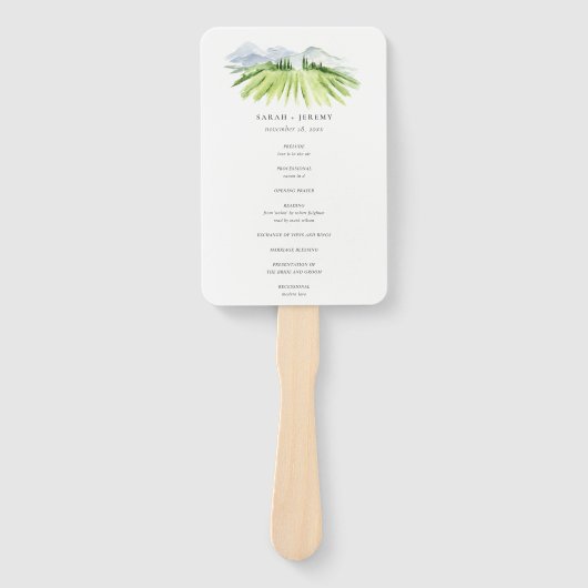 ワイナリー素朴ヴィネヤードマウンテン結婚式 プログラム ハンドファン (正面)