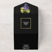 ワイナリー結婚のつる植物ブドウのブドウエレガント金ゴールド オールインワン招待状 (外側)