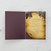 ワイナリー結婚ズグレープつる植物折り畳み招待状 招待状 (内部)