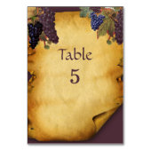 ワイナリー結婚ズグレープつる植物素朴紙 テーブルナンバー (裏面)