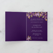 ワイナリー結婚ズグレープつる植物金ゴールドフィリグリー 招待状 (内部)