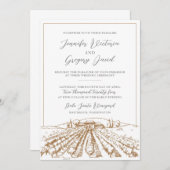 ワイナリー結婚式招待状とヴィネヤードスケッチ 招待状 (正面/裏面)