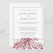 ワイナリー結婚式招待状とヴィネヤードスケッチ 招待状 (正面/裏面)