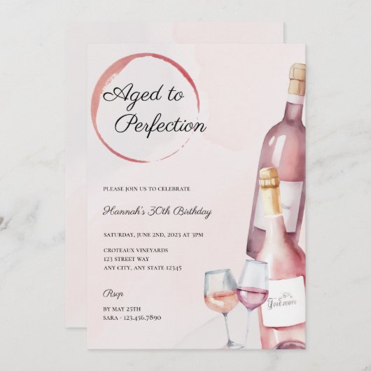 ワイナリー誕生日パーティーへの招待 招待状 (正面/裏面)