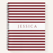 ワイナリー赤と白パタストライプのーン名 ノートブック (正面)