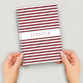 ワイナリー赤と白パタストライプのーン名 ノートブック