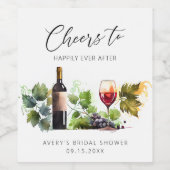 ワイナリー ウォーターカラー ブライダルシャワーのお祝い ワインラベル (シングルラベル)