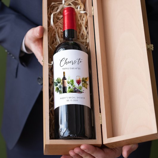 ワイナリー ウォーターカラー ブライダルシャワーの乾杯 ワインラベル