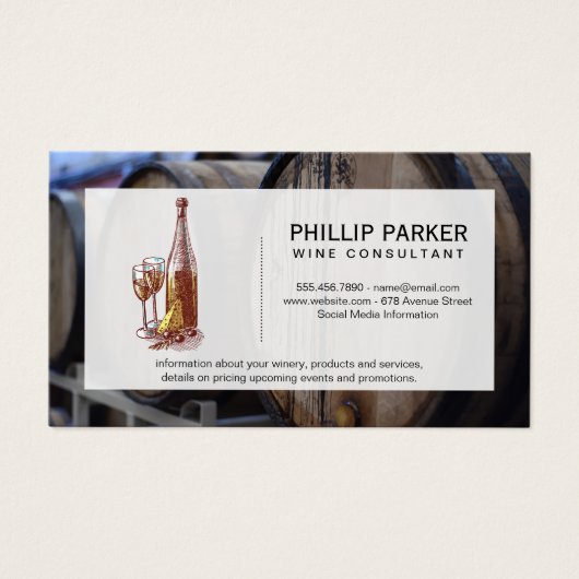 ワイナリー |ワインバレル |ワインボトルとグラス (正面)