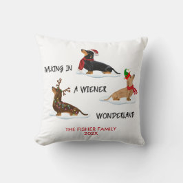 ワイナーワンダーランドのクリスマスダシュント歩く クッション