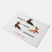 ワイナーワンダーランドのクリスマスダシュント歩く ドアマット (アングル)