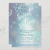 ワイナーワンダーランドシャイニー輝く青い雪の結晶 招待状 (正面/裏面)