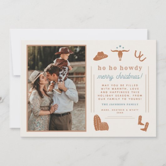 ワイノナテラコッタウェスタンカウボーイクリスマスカード 招待状 (正面)