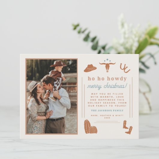 ワイノナテラコッタウェスタンカウボーイクリスマスカード 招待状 (スタンド正面)