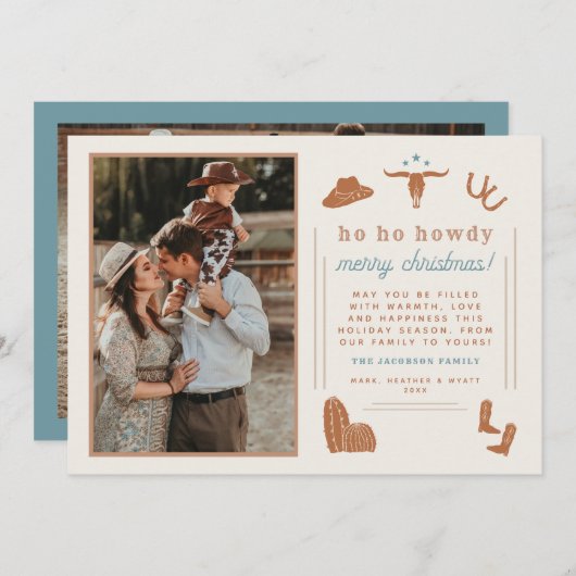 ワイノナテラコッタウェスタンカウボーイクリスマスカード 招待状 (正面/裏面)