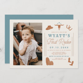 ワイノナバーンドオレンジブルーカウボーイ1stロデオ誕生日 招待状