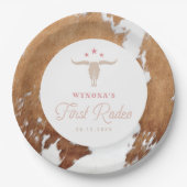 ワイノナピンク女性のカーボーイファーストロデオバースデーパーティー ペーパープレート (正面)