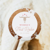 ワイノナピンク女性のカーボーイファーストロデオバースデーパーティー ラウンドシール